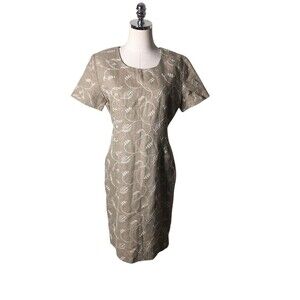 David Brooks Mini Dress Women's Size 8 Beige Linen Shell Zip Closure
